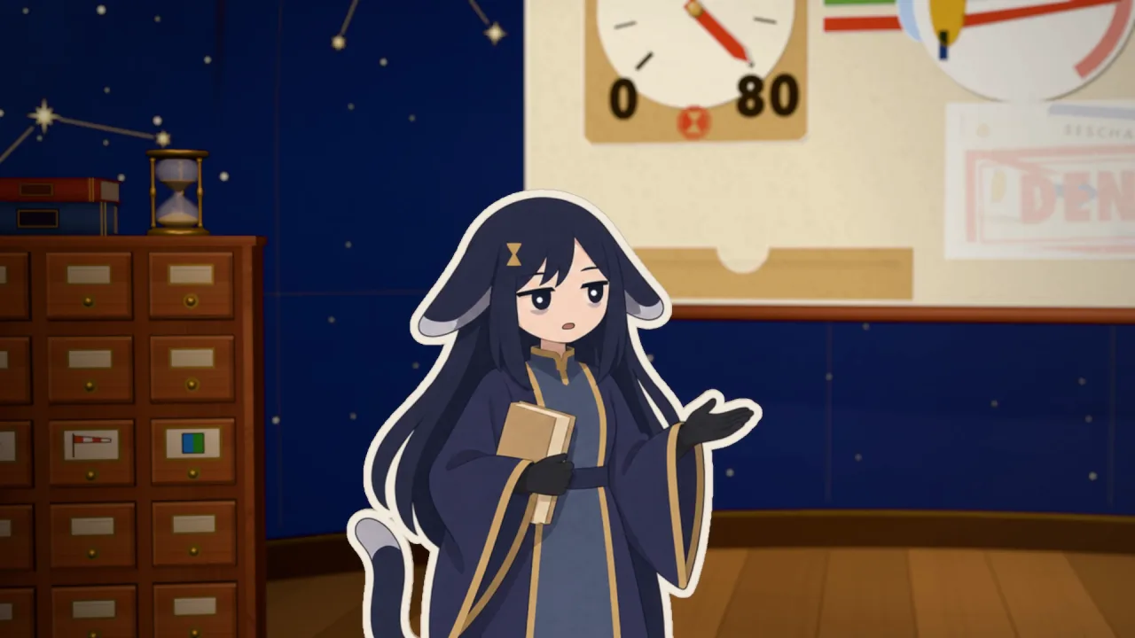 木の引き出しが並ぶ棚の前で、本を抱えたセシャがこちらへ手を向けて話している。